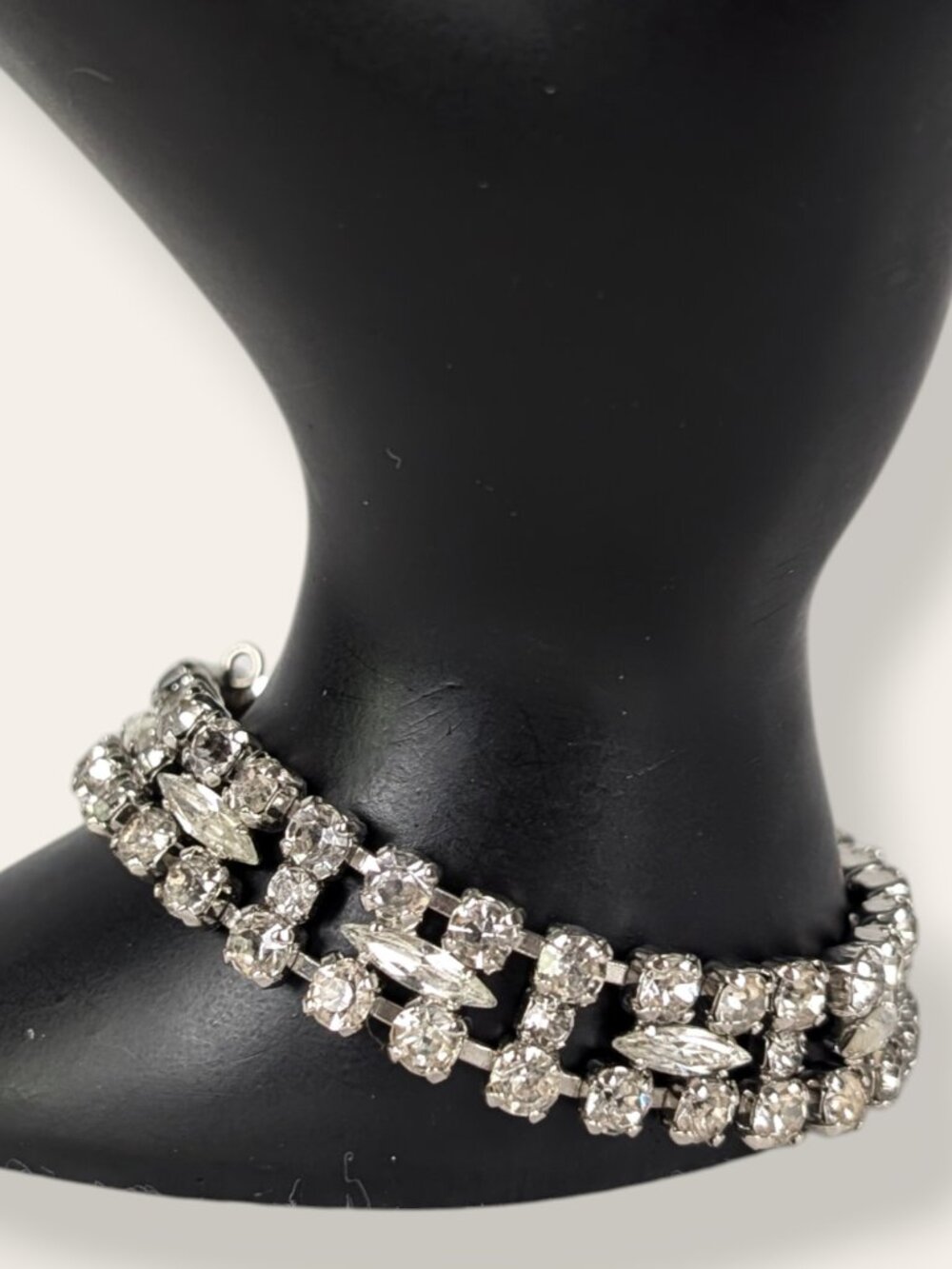 Vintage White Rhinestone Statement Bracelet